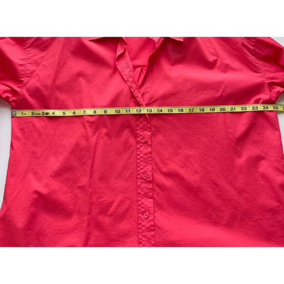 NWT Monrow V-Neck Poplin Button Down Long Sleeve Shirt Pink Womens Large - Picture 10 of 11